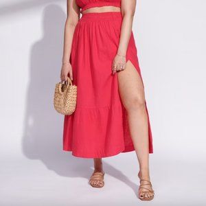 NWT Abercrombie & Fitch Linen-Blend Maxi Skirt - Pink